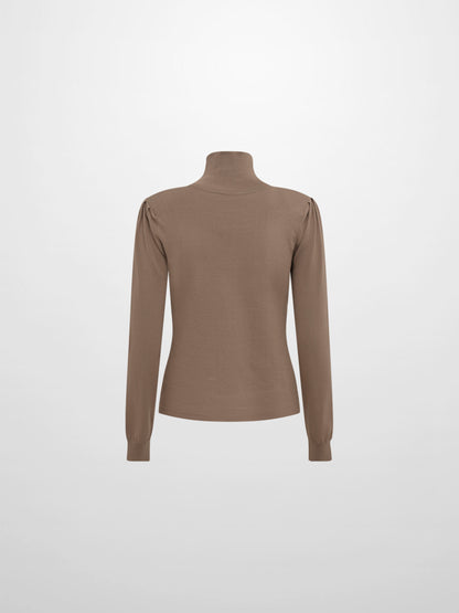 Shoulder Detail Turtleneck - Warm Taupe
