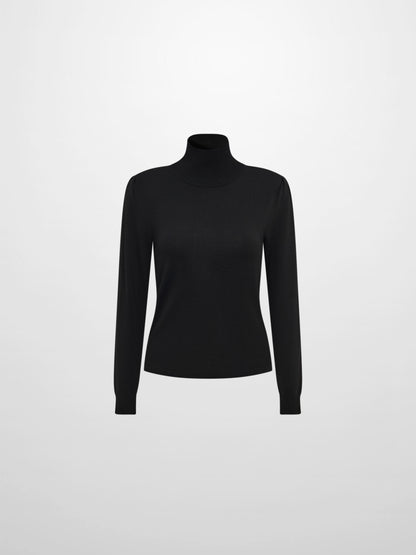 Shoulder Detail Turtleneck - Black