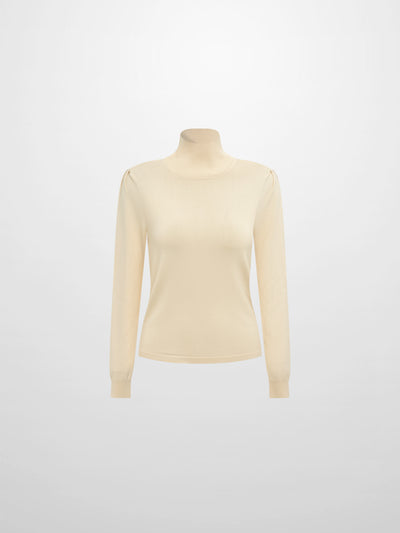 Shoulder Detail Turtleneck - Cream
