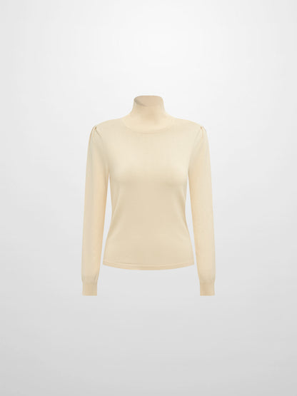 Shoulder Detail Turtleneck - Cream
