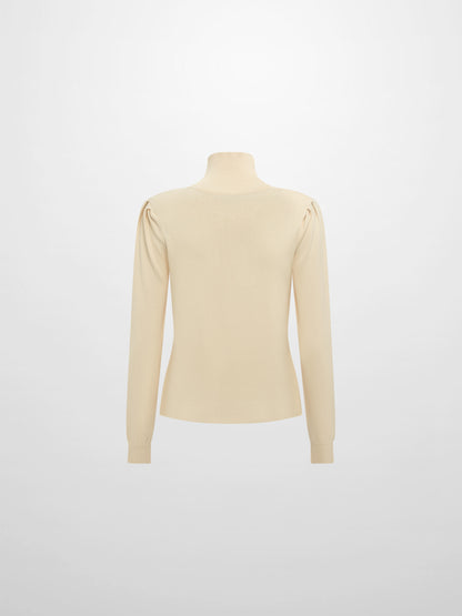 Shoulder Detail Turtleneck - Cream