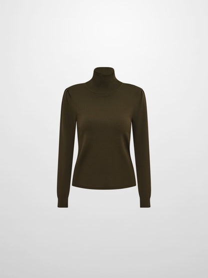 Shoulder Detail Turtleneck - Olive