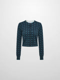 Printed Cardigan - Navy Geometric