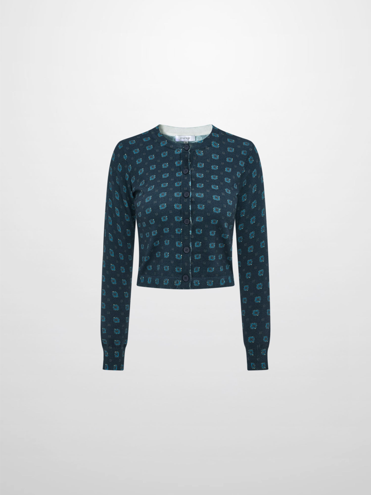 Printed Cardigan - Navy Geometric
