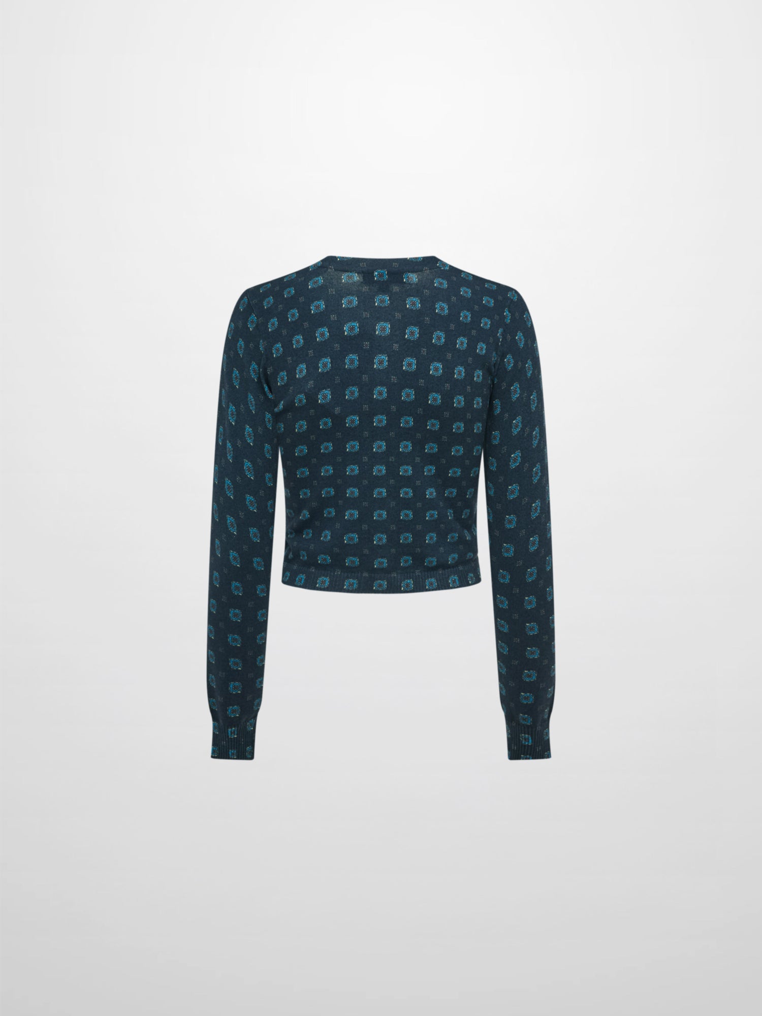 Printed Cardigan - Navy Geometric