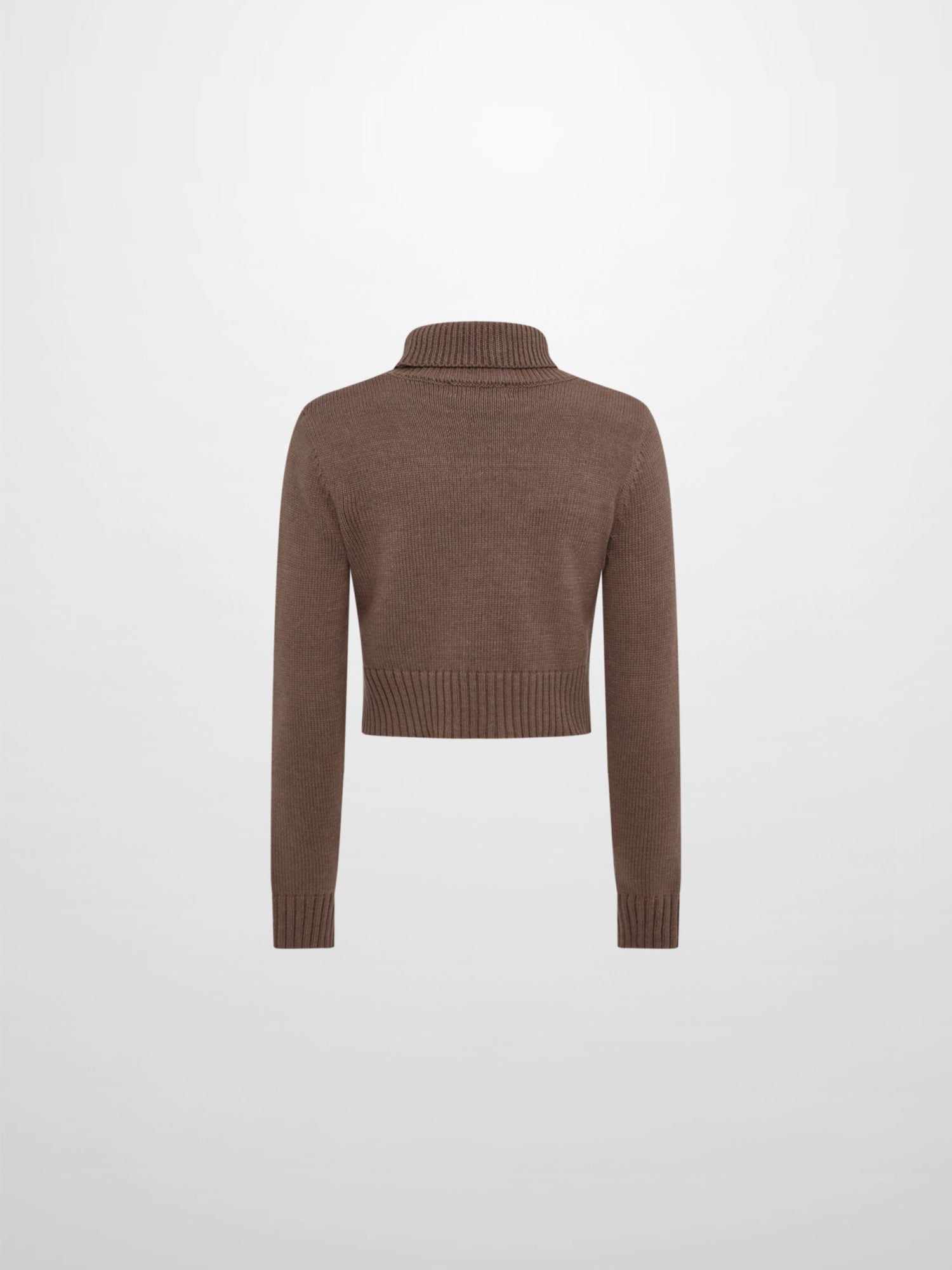 Front Cable Crop Turtleneck Sweater - Warm Taupe