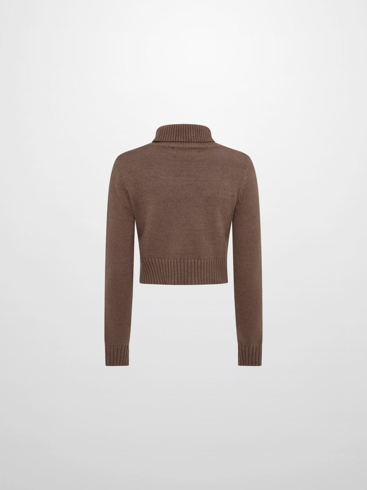 Front Cable Crop Turtleneck Sweater - Warm Taupe