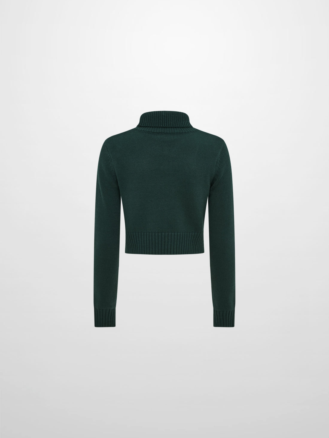 Front Cable Crop Turtleneck Sweater - Green