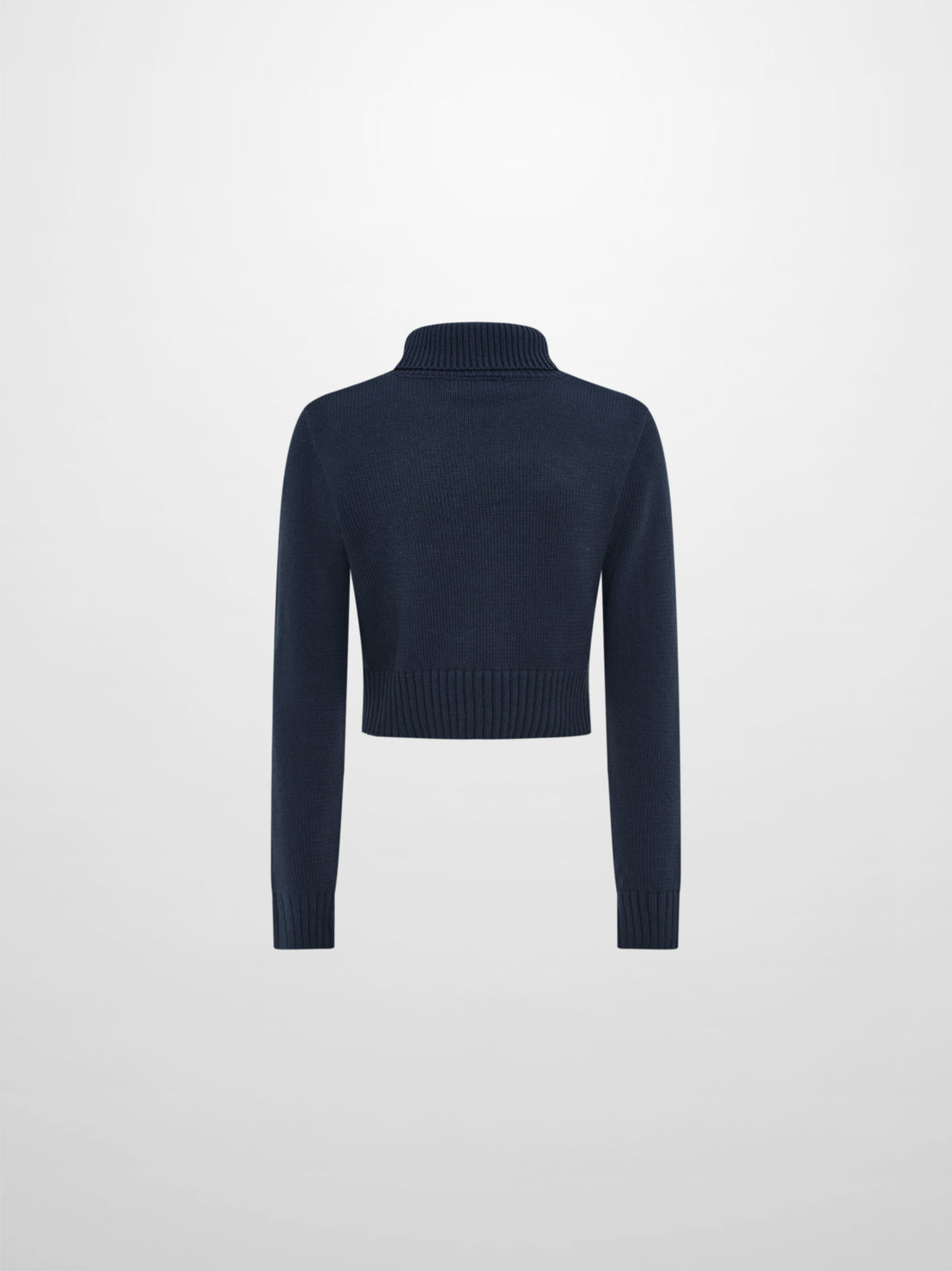 Front Cable Crop Turtleneck Sweater - Navy