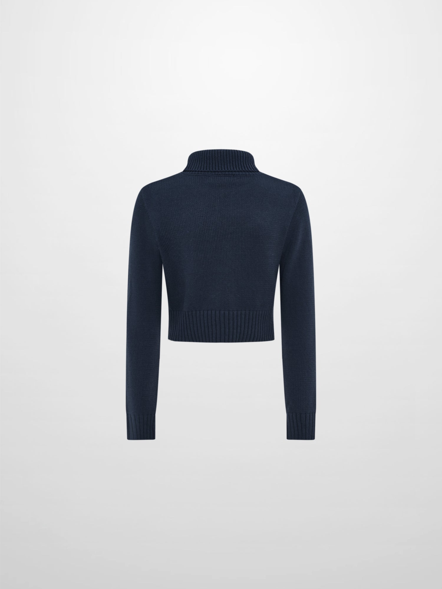 Front Cable Crop Turtleneck Sweater - Navy