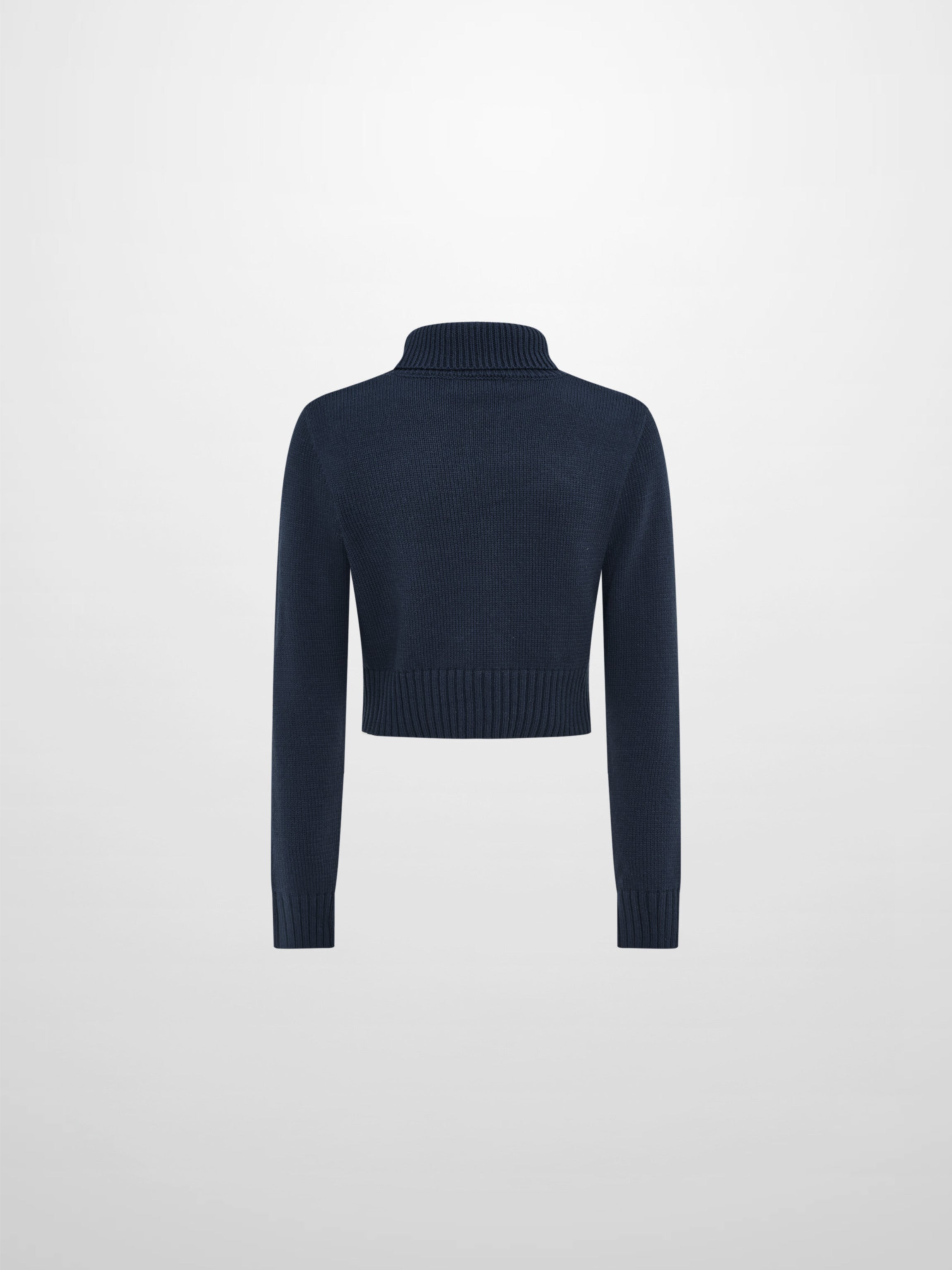 Front Cable Crop Turtleneck Sweater - Navy