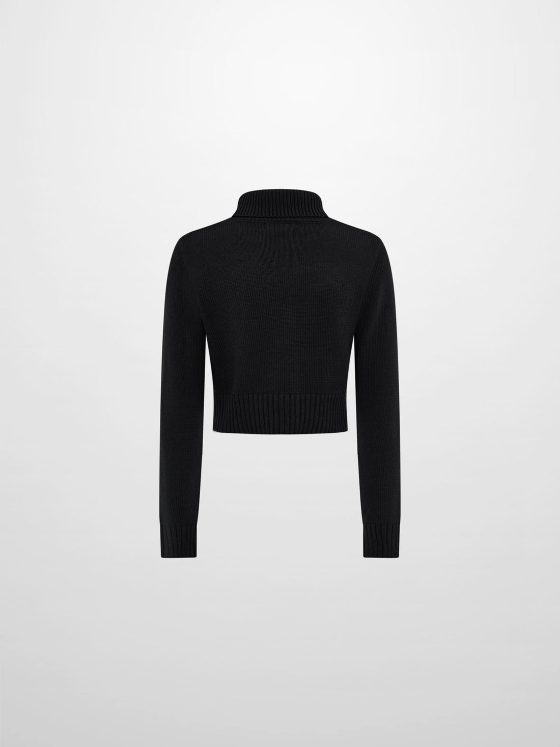 Front Cable Crop Turtleneck Sweater - Black