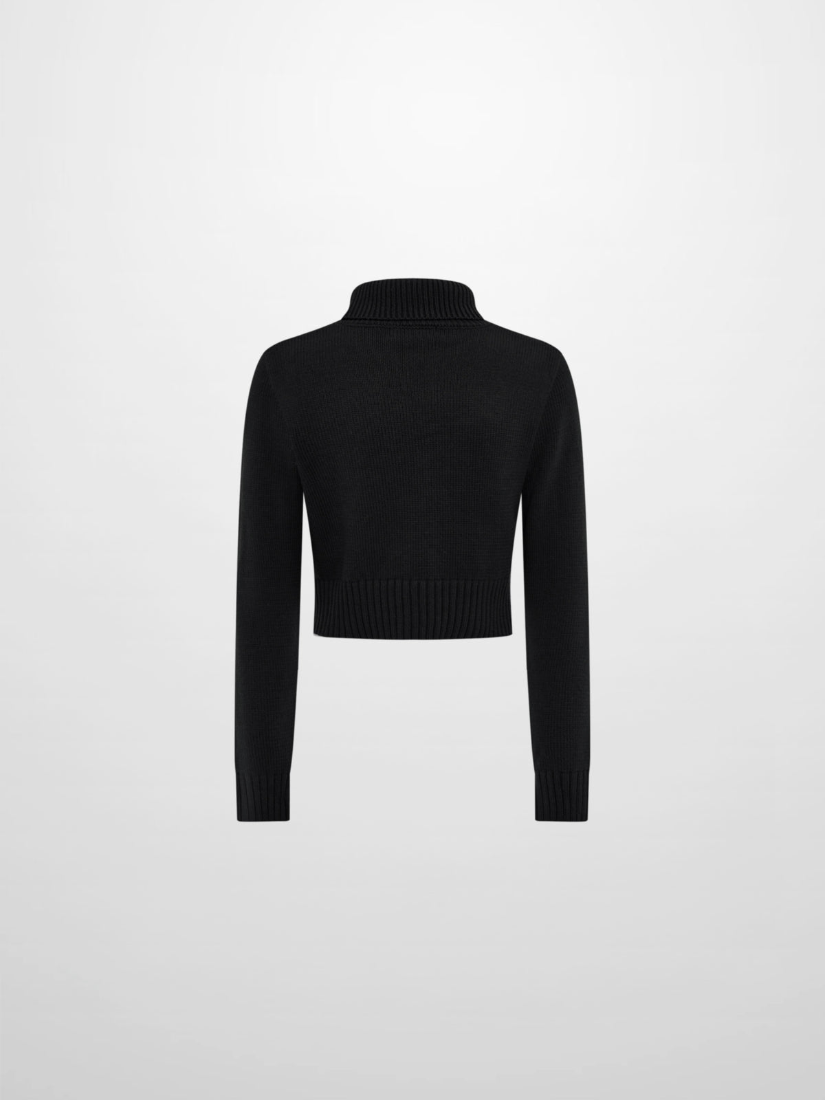 Front Cable Crop Turtleneck Sweater - Black