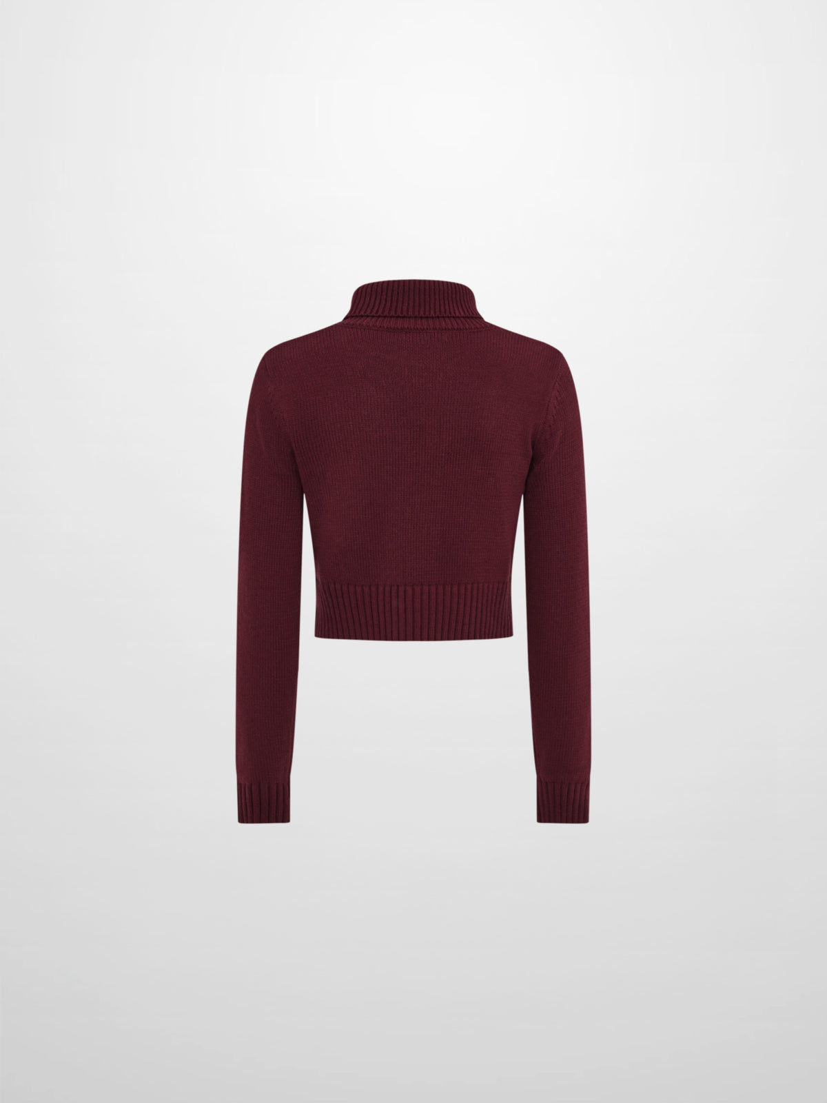Front Cable Crop Turtleneck Sweater - Burgundy