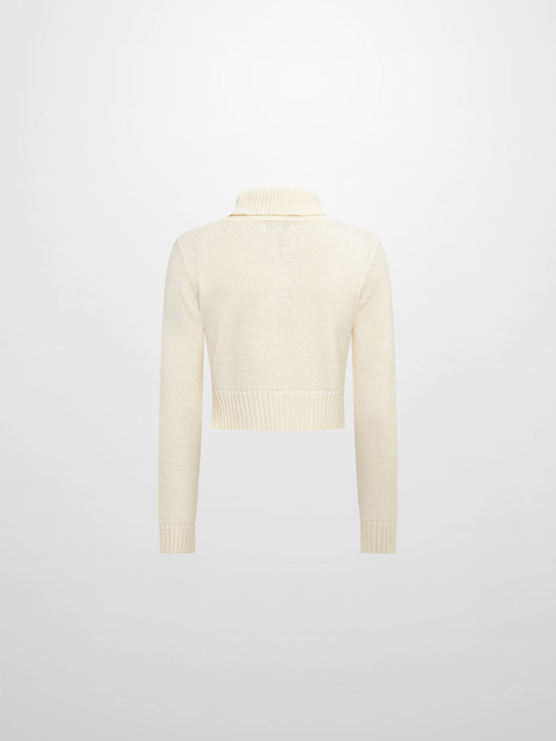 Front Cable Crop Turtleneck Sweater - Cream