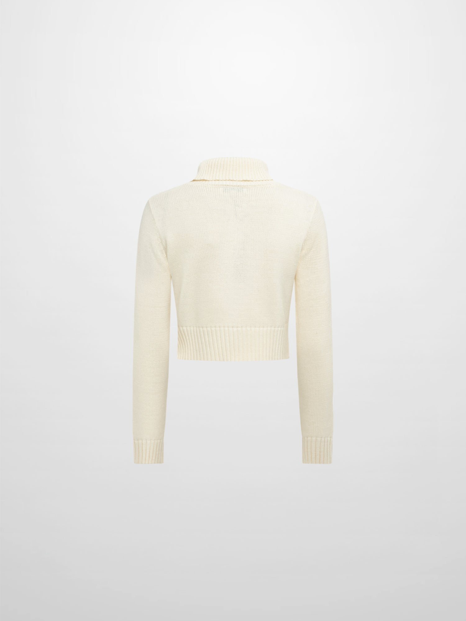 Front Cable Crop Turtleneck Sweater - Cream