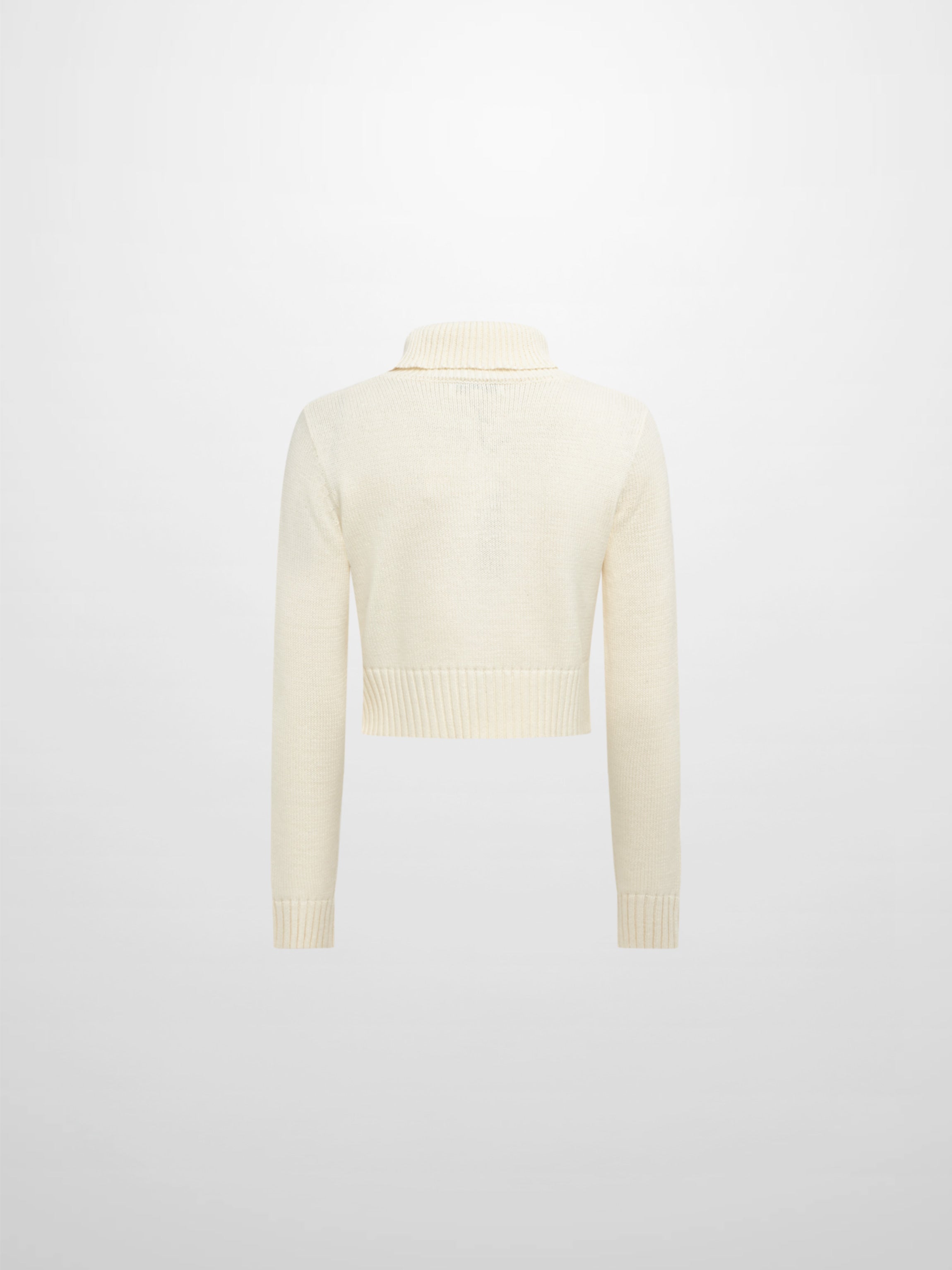 Front Cable Crop Turtleneck Sweater - Cream