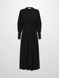 Soft Ribbed Shirtdress - Black