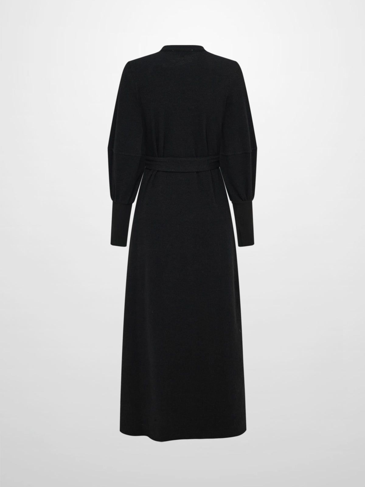 Soft Ribbed Shirtdress - Black