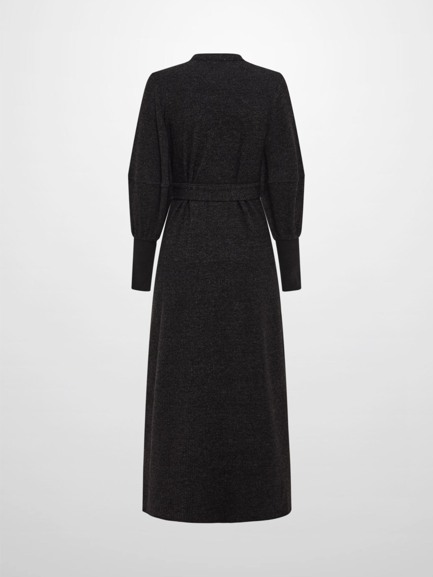Soft Ribbed Shirtdress - Charcoal Grey