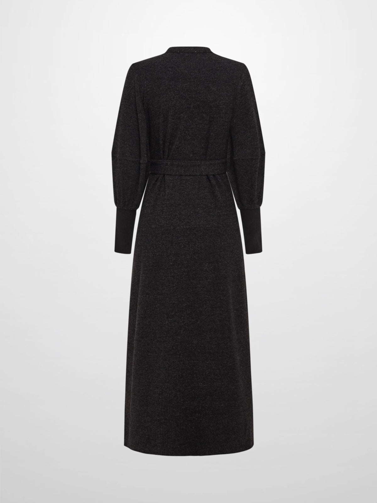Soft Ribbed Shirtdress - Charcoal Grey