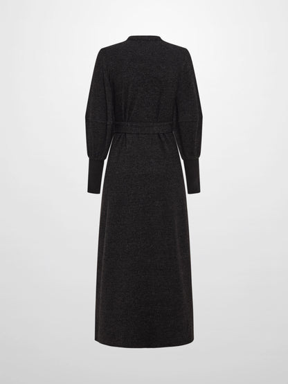 Soft Ribbed Shirtdress - Charcoal Grey