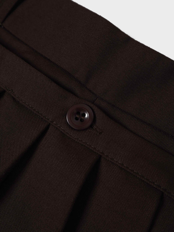 Pencil Pleat Combo Skirt-Dark Brown