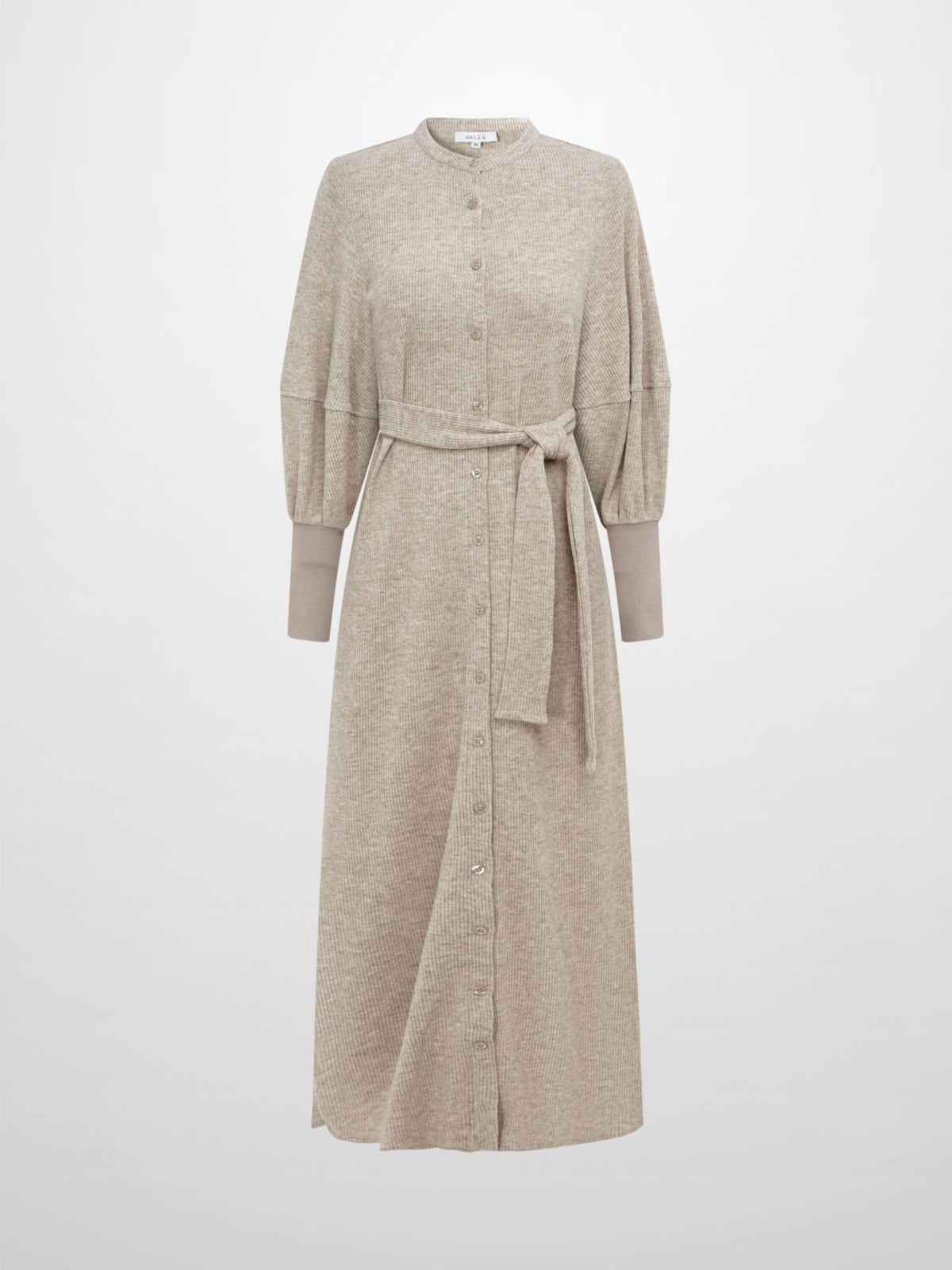 Soft Ribbed Shirtress - Oatmeal