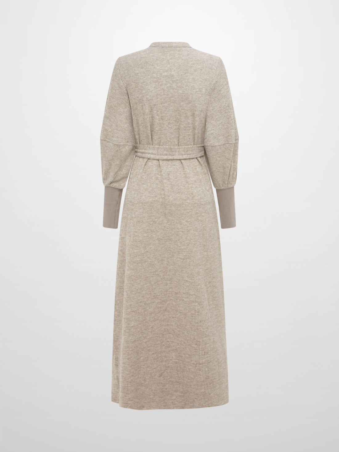 Soft Ribbed Shirtress - Oatmeal