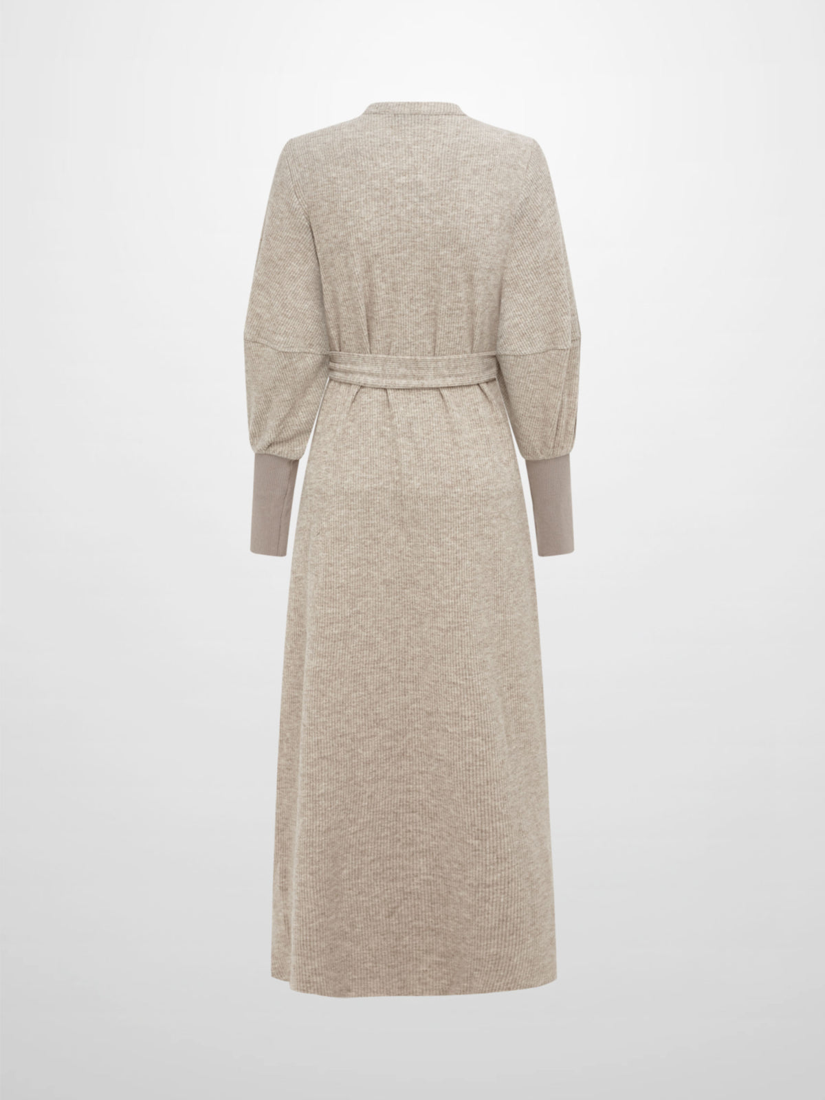 Soft Ribbed Shirtress - Oatmeal