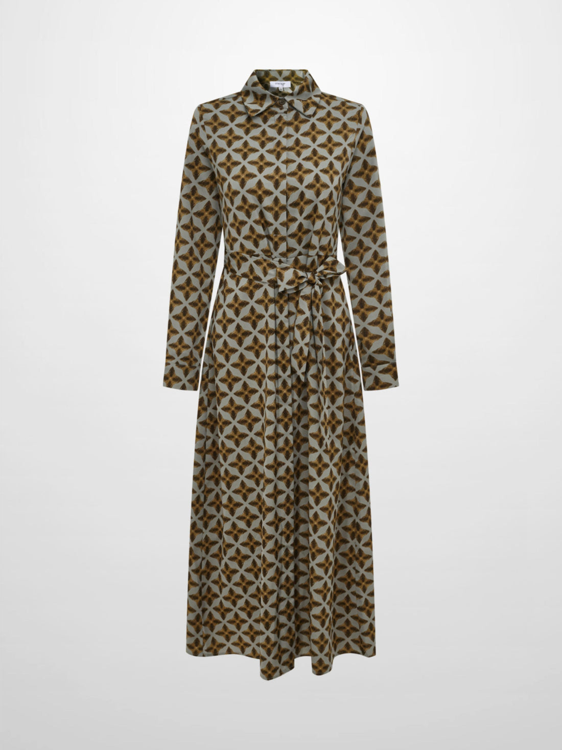Basic Aline Belted Dress - Geometric Diamond