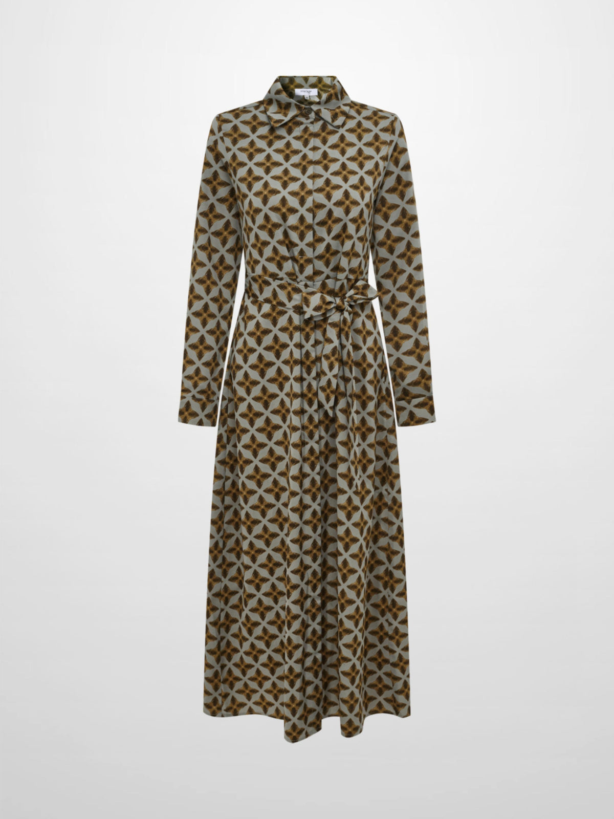 Basic Aline Belted Dress - Geometric Diamond