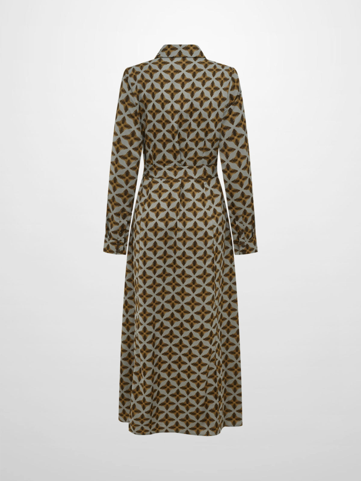 Basic Aline Belted Dress - Geometric Diamond