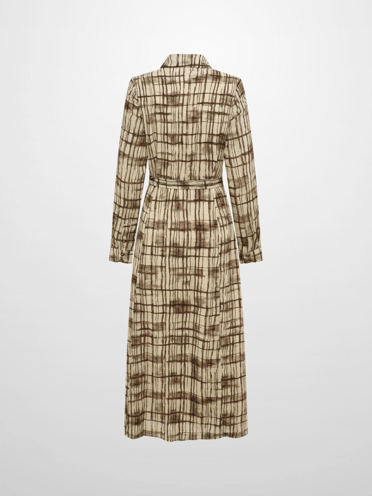 Basic Aline Belted Dress - Brown Sketch