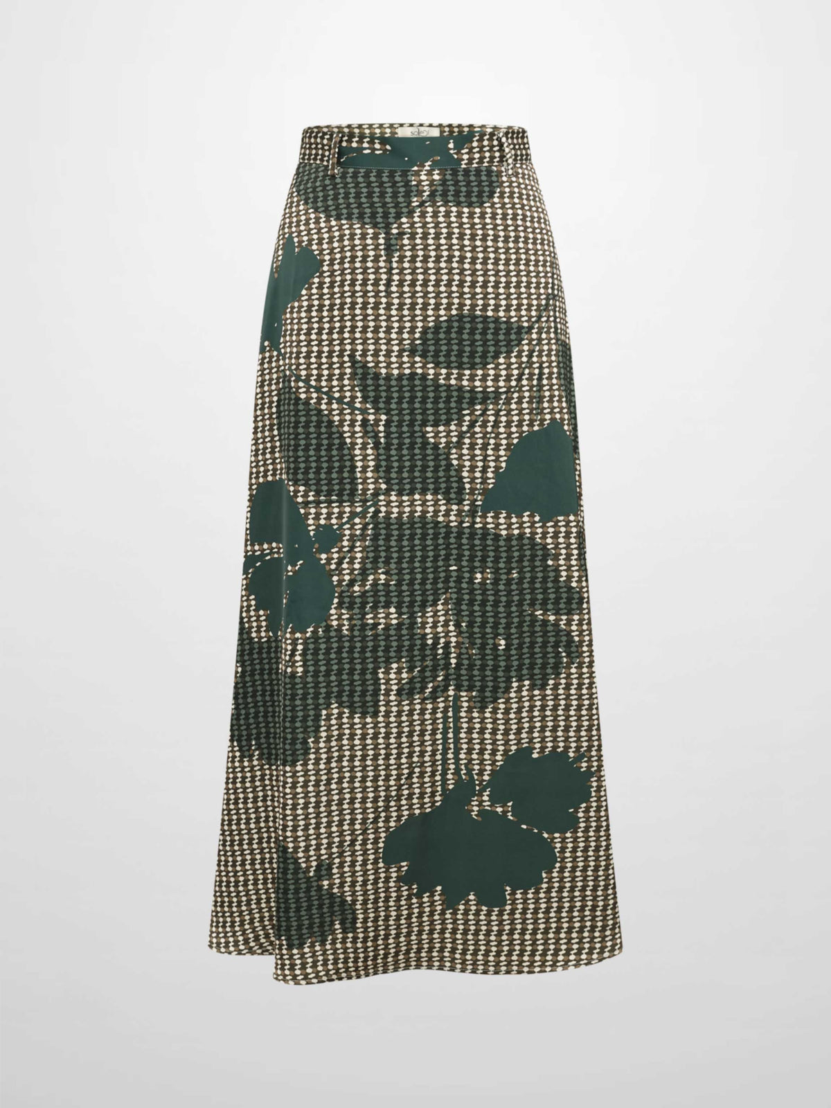Waisted Maxi Skirt - Olive Floral