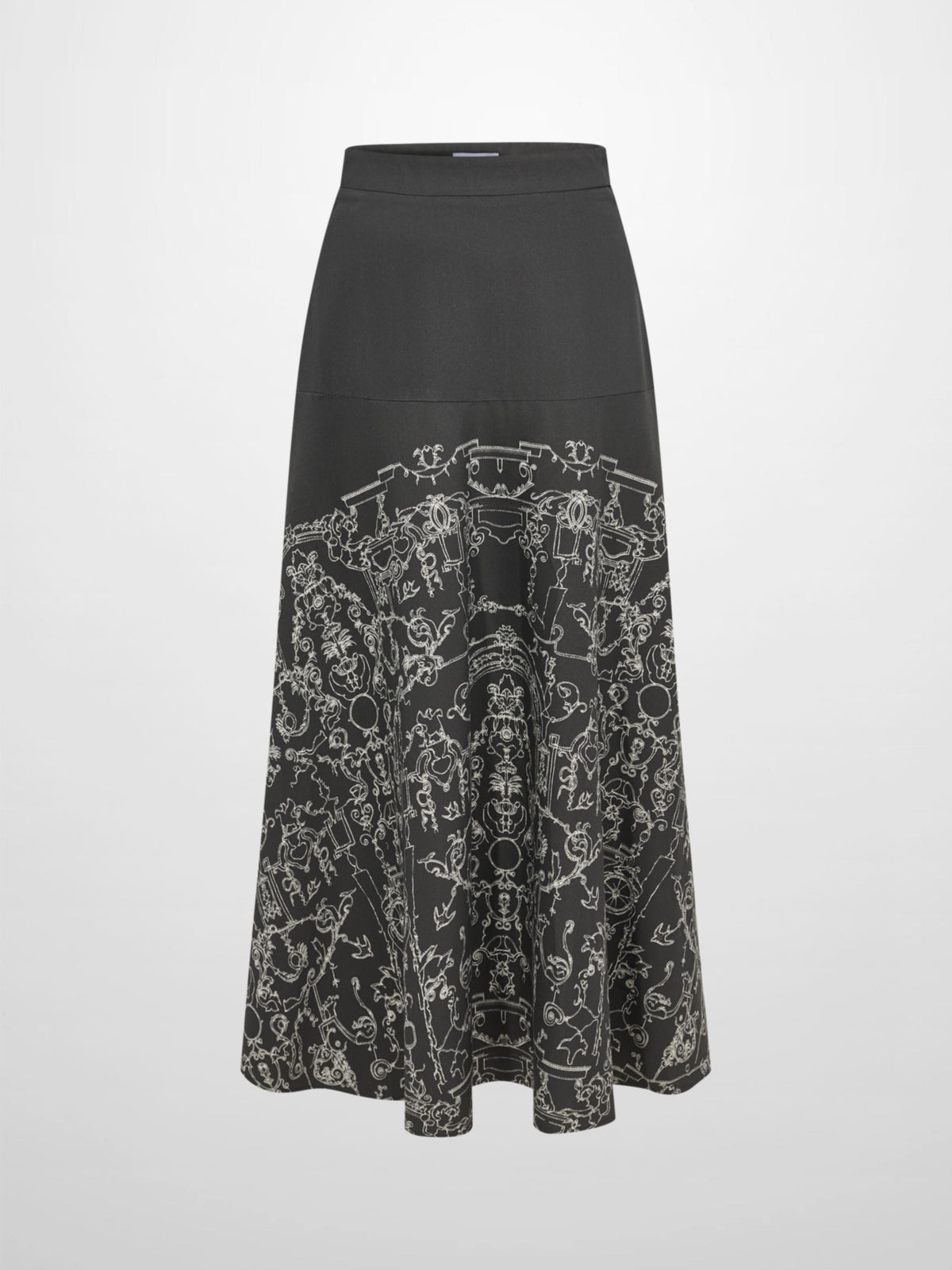 Printed Yoke Circle Skirt - Grey