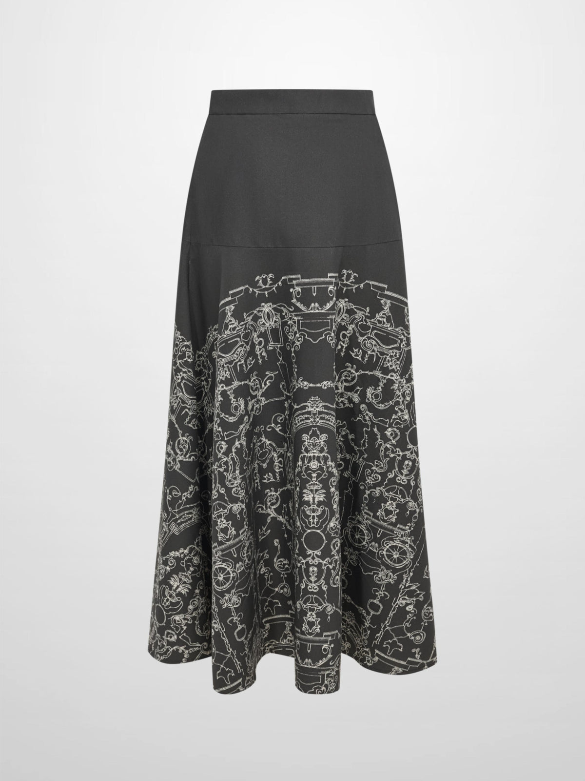 Printed Yoke Circle Skirt - Grey