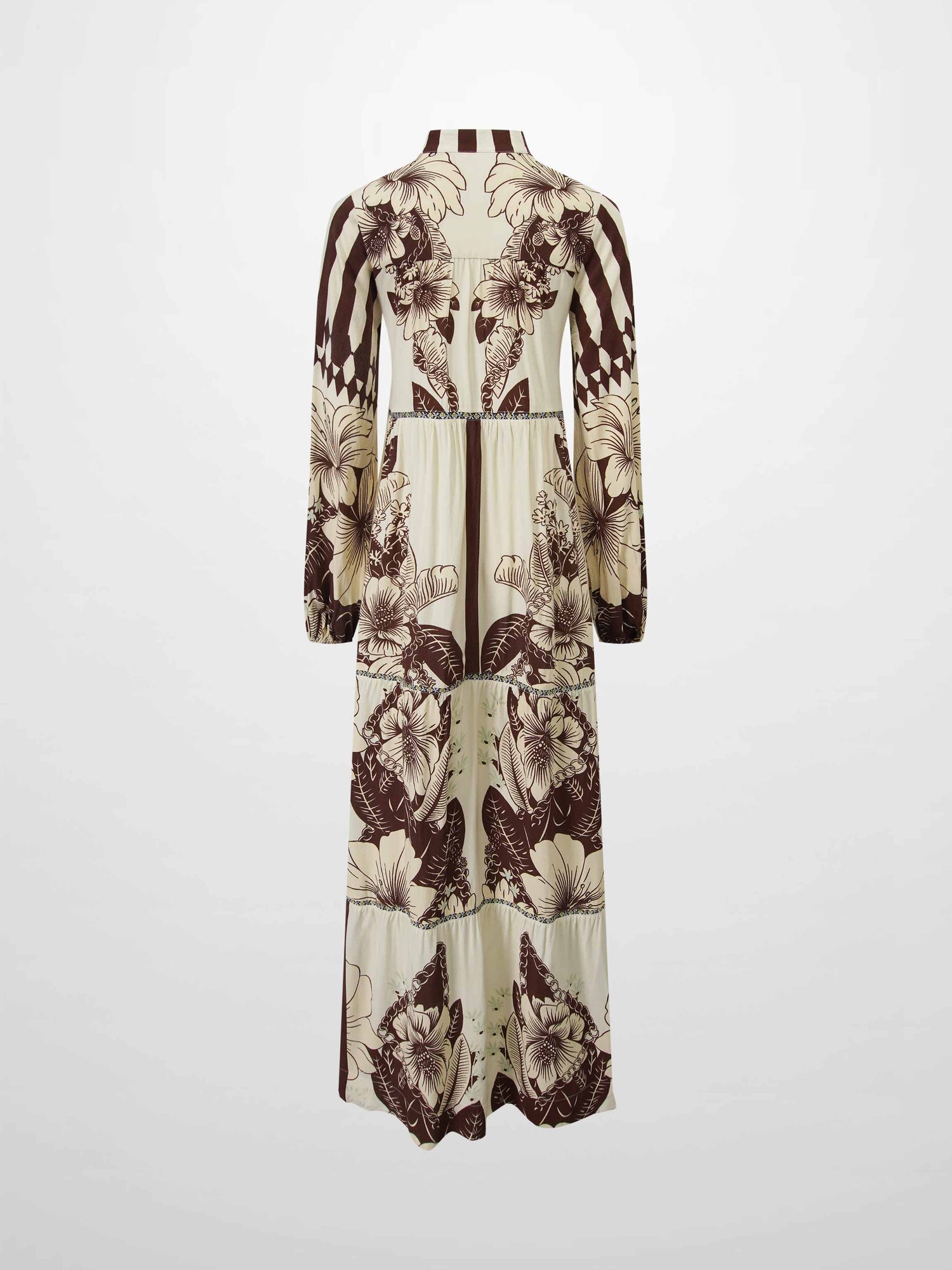Peasant Belted Dress-Brown Floral