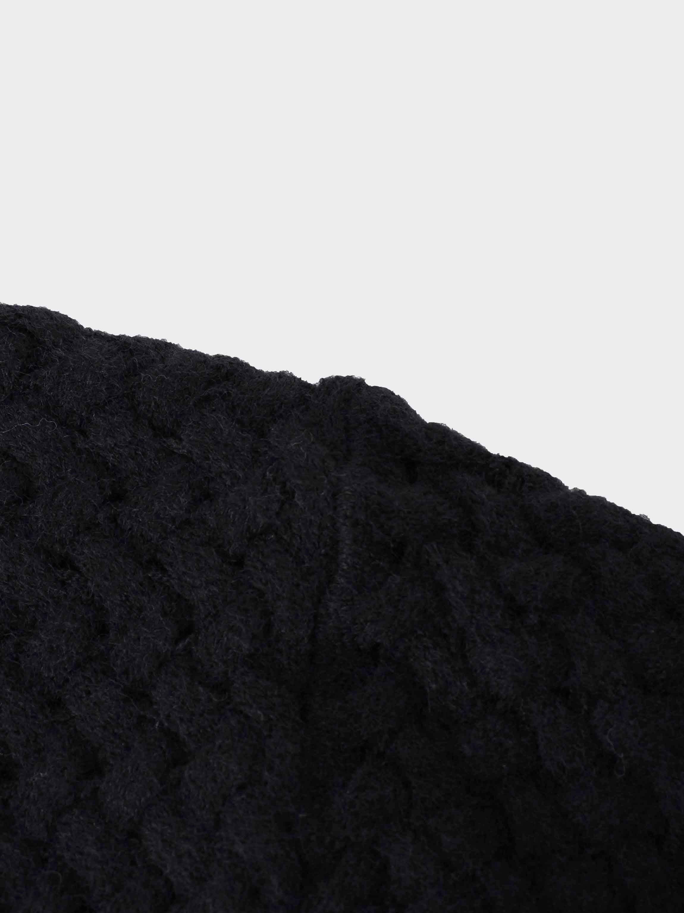 Basketweave Turtleneck Sweater-Black