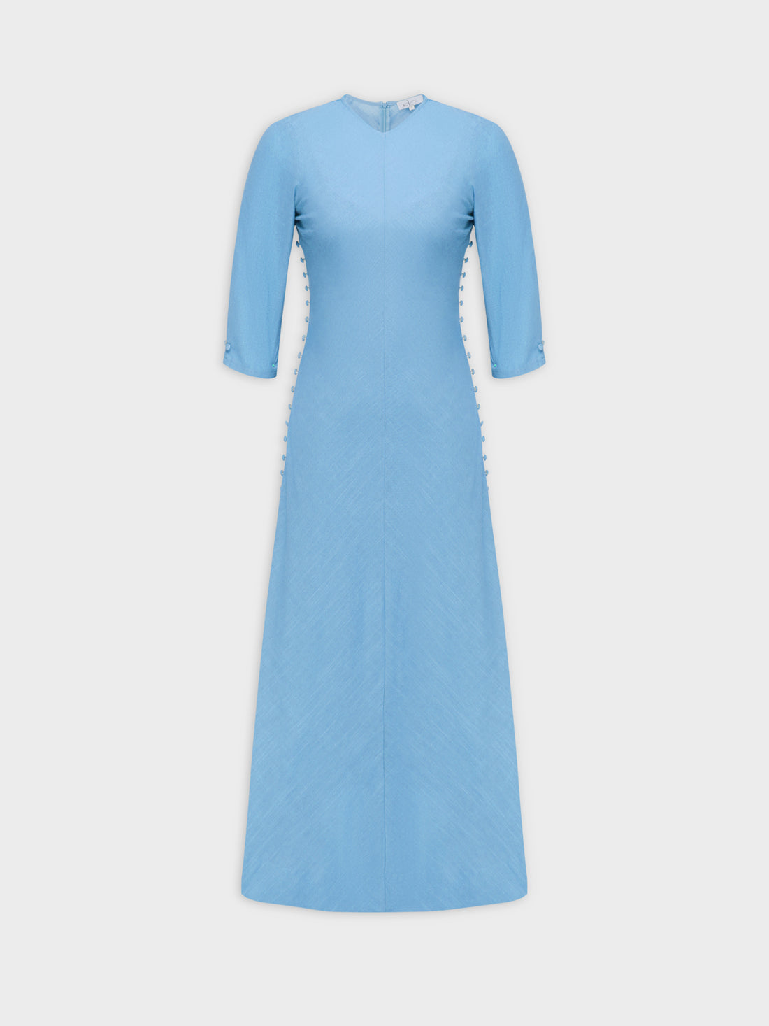 Side Button Dress-Blue