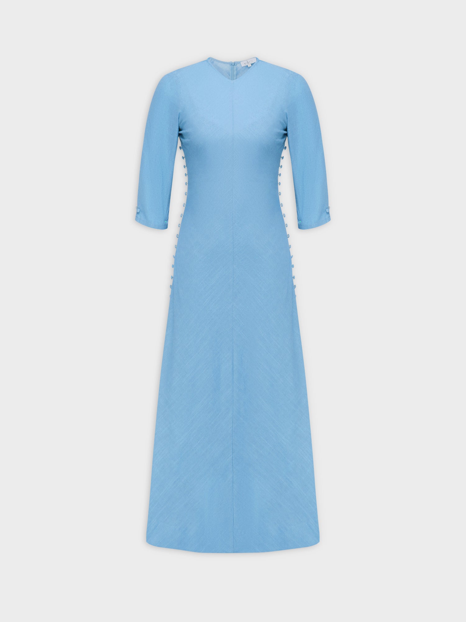 Side Button Dress-Blue