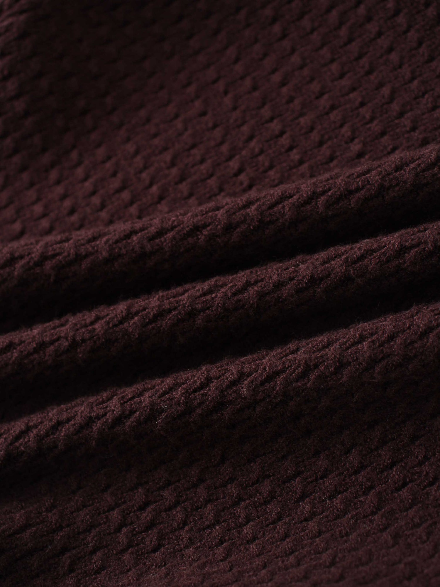 Textured Crew Cardigan-Chocolate Brown