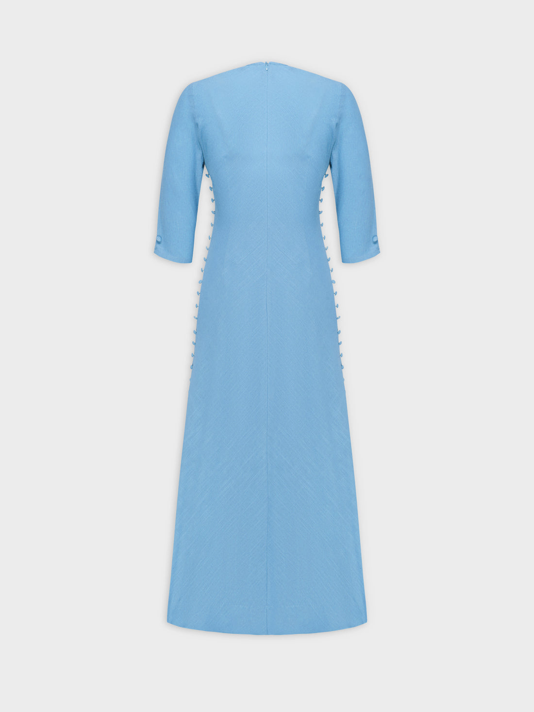 Side Button Dress-Blue