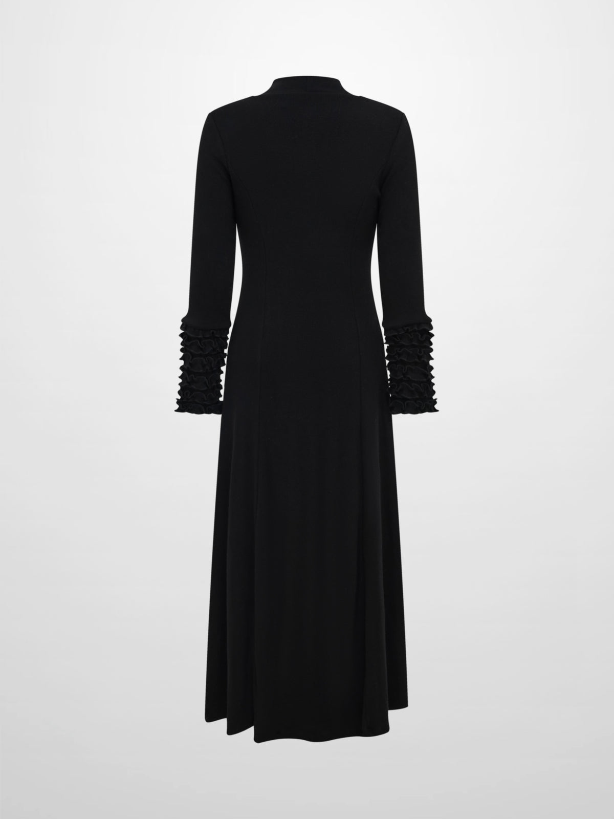 Sleeve Detail Princess Style Knit Dress - Black