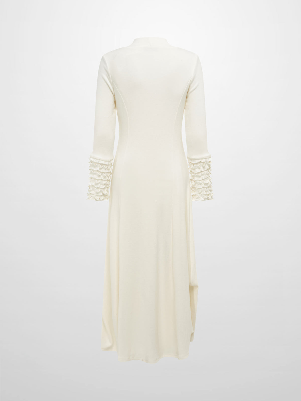 Sleeve Detail Princess Style Knit Dress - Cream