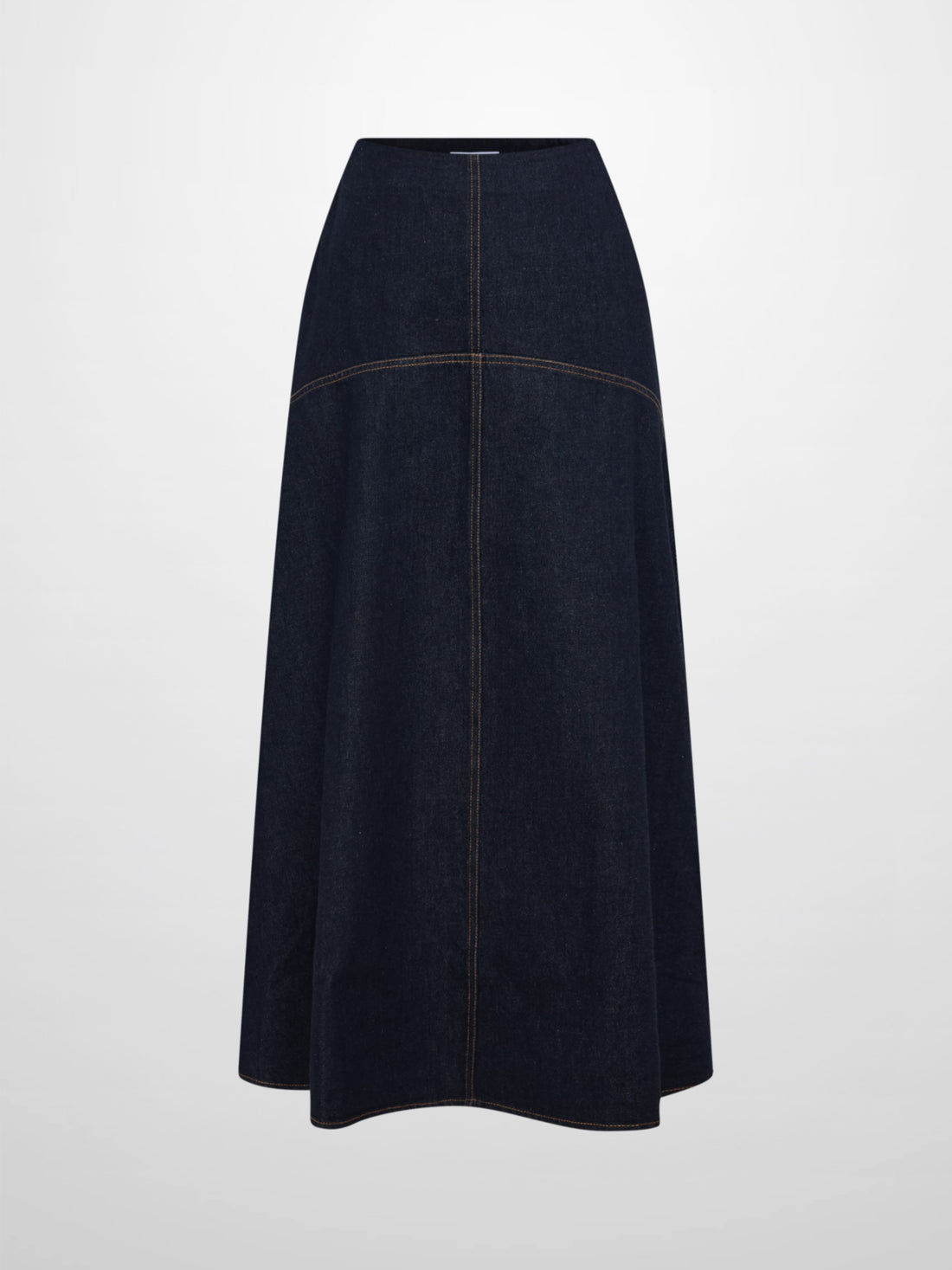 Curved Yoke Aline Denim Skirt - Blue