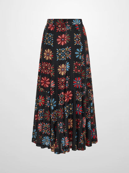Mesh Trumpet Skirt - Color Geo Floral