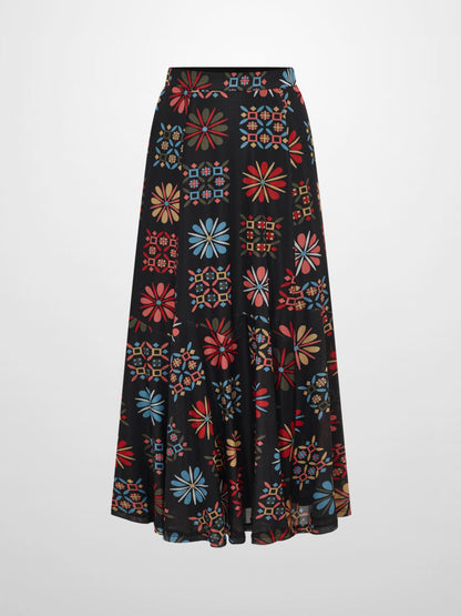 Mesh Trumpet Skirt - Color Geo Floral