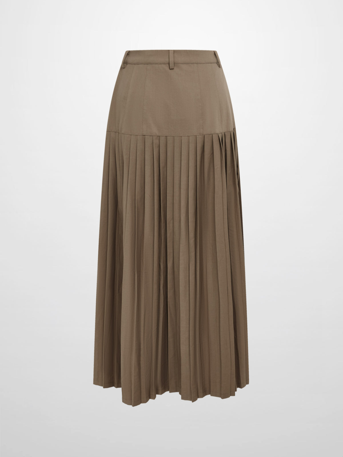 Stitched Pocket Yoke Pleat Skirt - Light Mocha