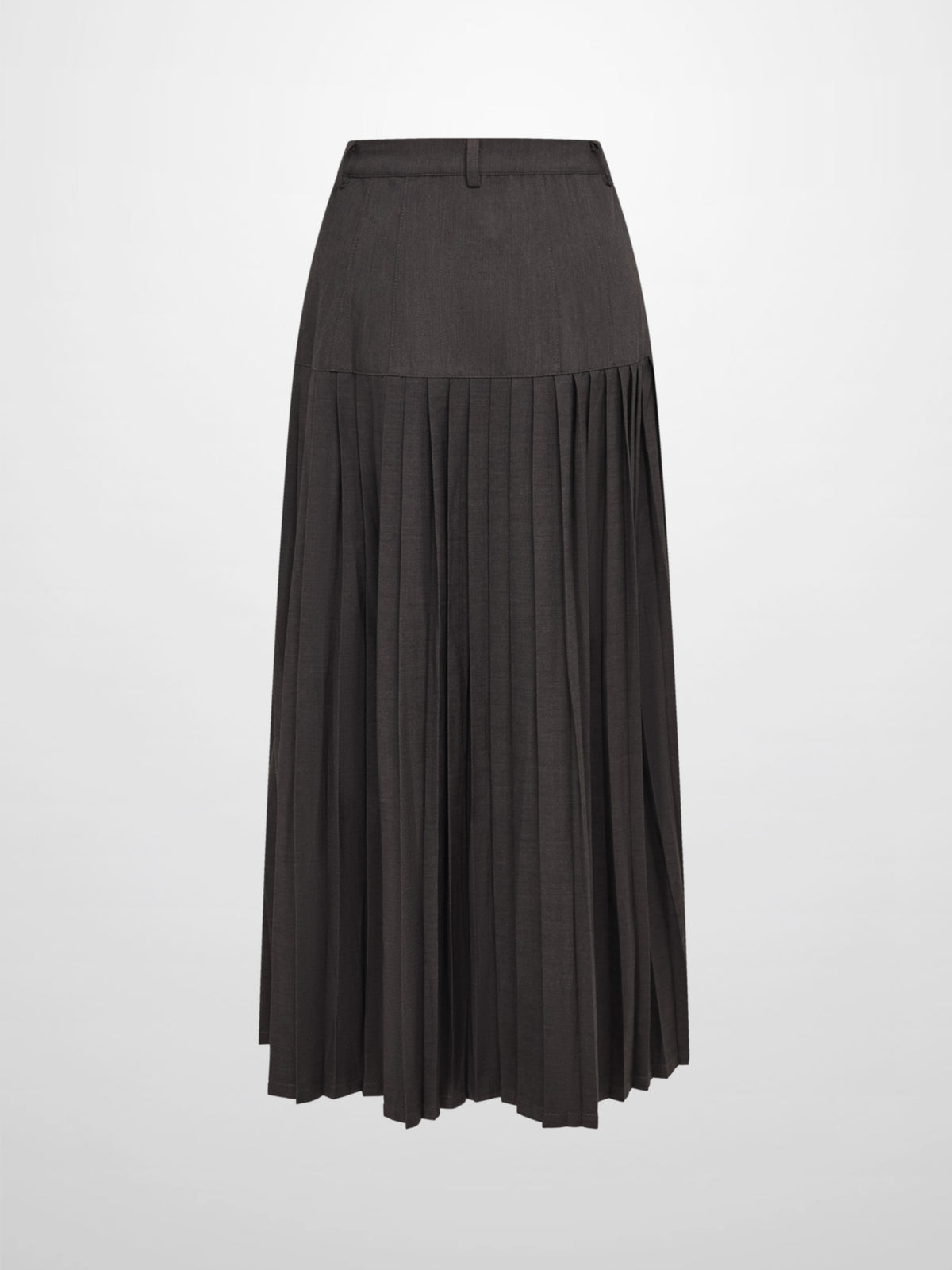 Stitched Pocket Yoke Pleat Skirt - Heathered Grey